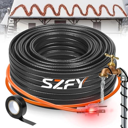 24FT Heat Tape for Water Pipes, -40°F Deicing Cable,Pipe Heating Cables for Roof,Gutter，Farm，Freeze Protetion Heat Trace Cable, Heated Water Hose,Plumbing Fixtures,120V 5W/FT - size: 23FT