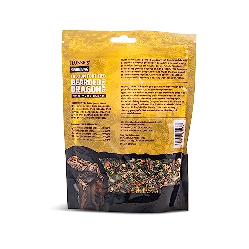 Fluker's Grub Bag Calcium Fortified Treats, All Natural Omnivore Blend Packed with Protein, Fruits, and Vegetables, for Bearded Dragons and Reptiles, 4 oz