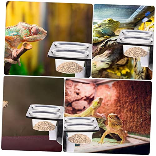 VANZACK 2-Piece Gecko Feeding Ledge Set Sucker Design Reptile Water Dish Feeding Bowl for Tank Accessories Suitable for Chameleons and Other Reptiles Random Color