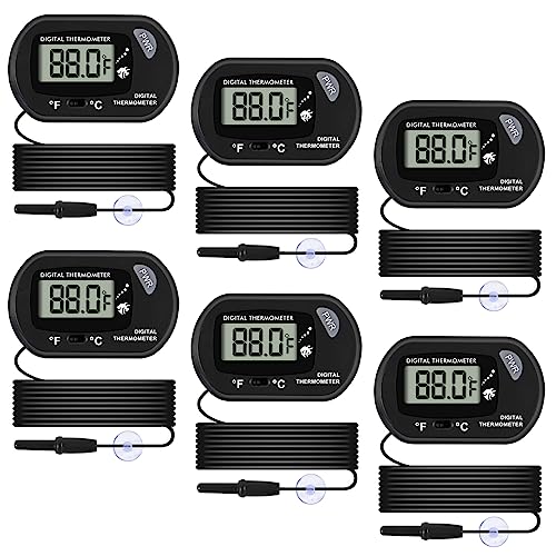 Aquarium Thermometer, Fish Tank Thermometer, Water Thermometer with 3.3ft Cord Fahrenheit/Celsius(℉/℃) for Vehicle Reptile Terrarium Fish Tank Refrigerator (6pcs) - color: 6pcs