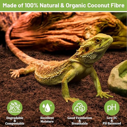 Riare 1 Pack Natural Coconut Fiber Substrate for Reptile- Premium Compressed Coconut Husk Terrarium Bedding for Reptile, Tortoise, Frogs, Snakes Hermit Crabs, Burrowing Animals - color: 1 pack