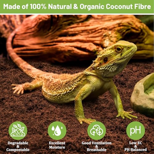 Riare 1 Pack Natural Coconut Fiber Substrate for Reptile- Premium Compressed Coconut Husk Terrarium Bedding for Reptile, Tortoise, Frogs, Snakes Hermit Crabs, Burrowing Animals - color: 1 pack