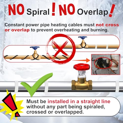 HEATIT Heating Cable - CSA & ETL Approved, Prevents Pipe Freeze, Keeps Water Flowing, Energy-Efficient, Reliable Performance, Hassle-Free, Durable Heat Tape for Water Pipes HISD 6ft, 7w/ft, 120V - style: 6 Feet