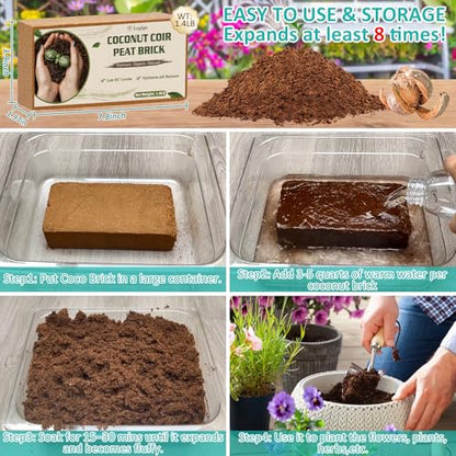 Legigo 10 Pack Premium Coco Coir Brick for Plants- 100% Organic Compressed Coconut Coir Bricks Starting Mix, Coco Coir Fiber Coconut Husk for Planting, Gardening, Potting Soil Substrate, Herbs - color: Pack of 10