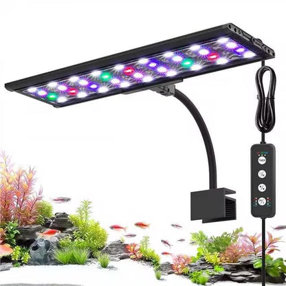 AQQA LED Aquarium Light, 24/7 Mode Clip on Fish Tank Light with Memory Function, DIY Mode Full Spectrum Aquarium Plant Light, Adjustable Timer/Brightness, IP68 Waterproof for 11-16 Inch Fish Tank 11W