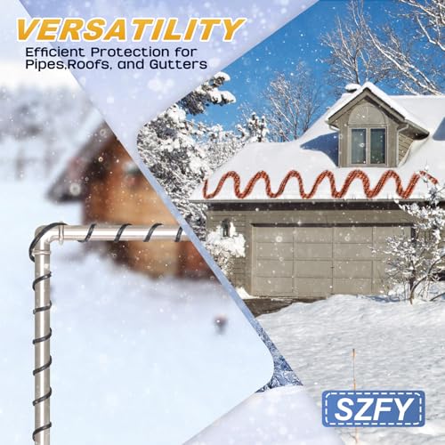 3FT~200FT Heat Tape for Water Pipes, -40°F Deicing Cable,Pipe Heat Cables for Roof,Gutter，Farm，Freeze Protetion Heating Wires, Heated Water Hose,Plumbing Fixtures,120V 5W/FT (24FT) - size: 24FT