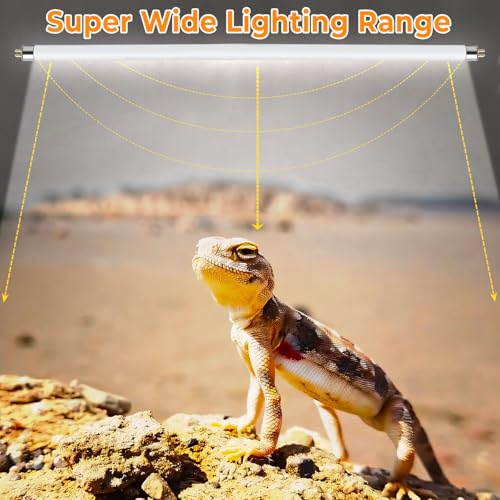 2 Pack T5 HO 10.0 UVB Reptile Bulb 24W, 22-Inch UVA UVB Light for Reptiles, Fluorescent Lamp Tube for Bearded Dragons, Turtles, Chameleons, Lizards, Tropical Desert UVB Lighting - size: 24W-22 Inch-T5 Bulb-2 Pack