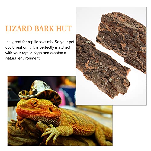 VILLCASE 2-Pack Reptile Bark Hideout Climb Platform Natural Cork Bark for Terrarium Landscape Decoration Ideal for Bearded Dragons Lizards Amphibians 7.87X3.14X0.78In