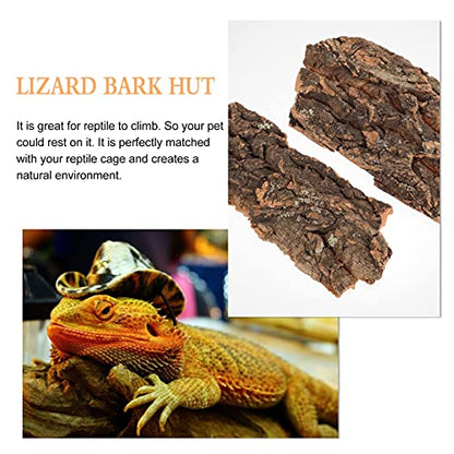 VILLCASE 2-Pack Reptile Bark Hideout Climb Platform Natural Cork Bark for Terrarium Landscape Decoration Ideal for Bearded Dragons Lizards Amphibians 7.87X3.14X0.78In