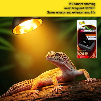 Reptile Dimming Thermostat, Heat Lamp Temperature Controller, Reptile Terrarium PID Digital Thermostat, Heating Controller for Basking Spot Heat Bulbs and Ceramic Heat Emitter