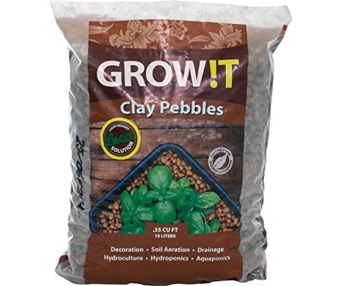 GROW!T GMC10L - 4mm-16mm Clay Pebbles, Brown, (10 Liter Bag) - Made from 100% Natural Clay, Can be used for Drainage, Decoration, Aquaponics, Hydroponics and Other Gardening Essentials - size: 10 liter