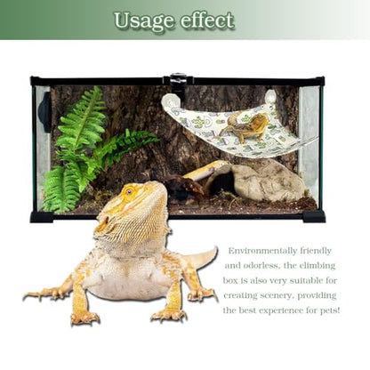 Bearded Dragon Hammock with Pillow, Swing Hanging Reptile Bed Lounger, Reptile Cover Substrate Tank Accessorie with Suction for Axolotl Bearded Dragon Geckos Lizard Terrariums Accessories