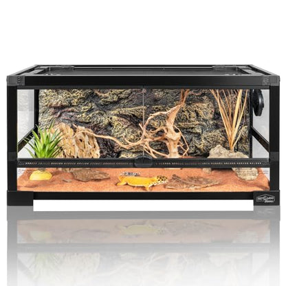 15 Gallon Full Glass Reptile Tank, Quick Fold Reptiles Enclosure with Waterproof Base, Top Screen Ventilation, 24" x 12" x 12" Front Opening Terrarium for Gecko, Lizard, Hermit Crab, Frog - size: 24" x 12" x 12"