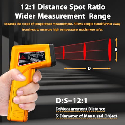 FKM Infrared Thermometer Gun Non-Contact Laser Temperature Gun,-58°F~986°F(-50°C~530°C) AdjustableEmissivity,Digital Thermometer Gun for Cooking,Oven,Griddle,Automotive,HVAC,Industrial,Not for Human - style: -58°F~986°F (-50°C~530°C)