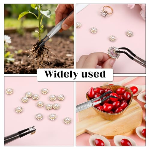 Zelphvt 4 PCS Tweezers with Rubber Tips Rubber Tipped Tweezers Set PVC Coated Long Bent & Flat &Straight Tip Tweezer for Crafting Stamps Beads Jewelry Tools