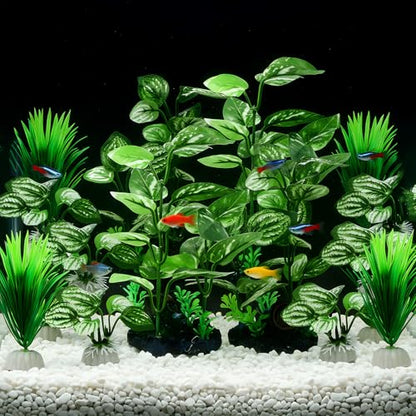 14 Pcs Aquarium Decorations Fish Tank Artificial Plastic Plants Silk Aquarium Plants Aquatic Water Grass Foreground Decor for Fish Tank Decoration