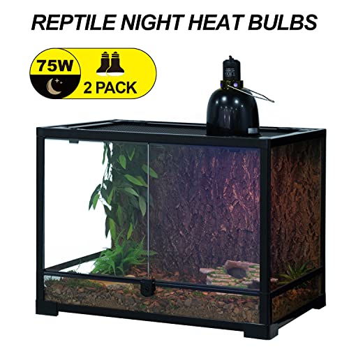WACOOL 2Pack Reptile Night Heat Lamp, 75W Night Heat Lamp for Reptiles & Amphibians,Simulate Nature Moonlight Purple Night Light for Bearded Dragon Lizard Snake Crab