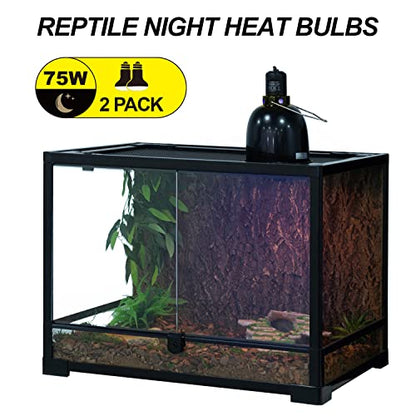 WACOOL 2Pack Reptile Night Heat Lamp, 75W Night Heat Lamp for Reptiles & Amphibians,Simulate Nature Moonlight Purple Night Light for Bearded Dragon Lizard Snake Crab