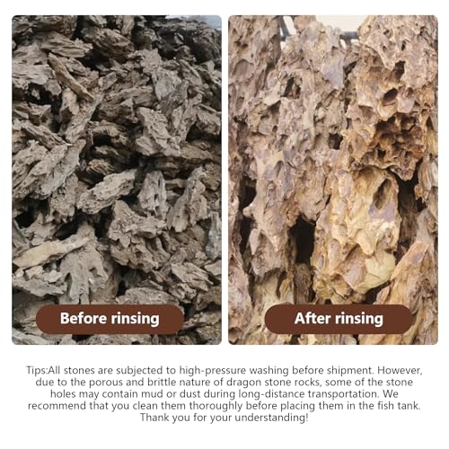 6.6LB Dragon Stone Rock for Aquascaping,Aquarium Decor, Fish Tank Decorations,4-10 Inches Natural Ohko Stone for Fish Tank Landscaping - size: 6.6 Pounds