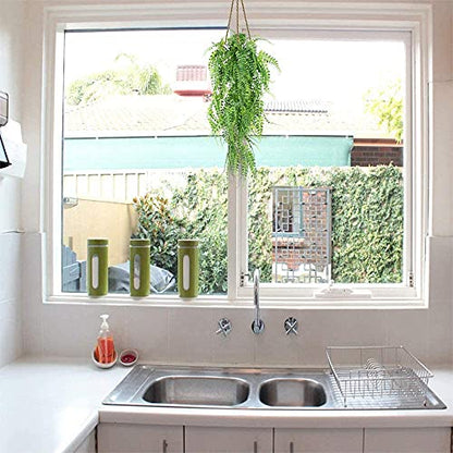 CLONG 2 pcs Artificial Hanging Ferns Plants Vine Fake Ivy Boston Fern Hanging Plant Outdoor UV Resistant Plastic Plants (2, Green)