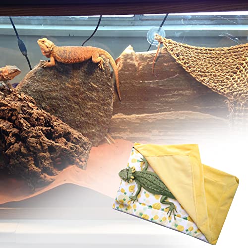 Reptile Sleeping Bag with Pillow and Blanket, Soft Warm Bearded Dragon Bed with Pineapple Pattern, Reptile Accessories for Bearded Dragon,Lizard,Leopard Gecko and Small Pet Animal