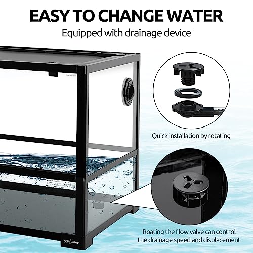 REPTIZOO 67 Gallon Large Turtle Tank Aquarium, 48"×18"×18" Tortoise Habitat Water-Land Ecological Turtle Tank with Drainage System Aquatic Aquarium - size: 48"×18"×18"