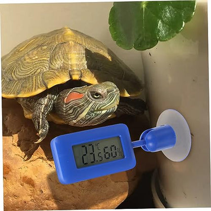 Mikikit Mini Reptile Humidity and Temperature Gauge 360° Rotating Night Glow Suction Cup Thermometer for Leopard Gecko and Bearded Lizards Digital Hygrometer for Reptile Terrariums