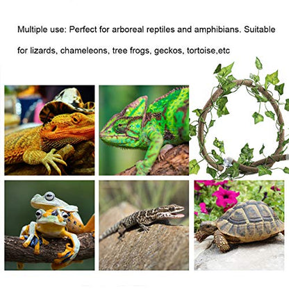 Reptile Climbing Vine Bendable with Suction Cups, a Flexible Terrarium Decor and Artificial Rattan Reptile Vine for Chameleon and Gecko Habitats (Rattan + Ivy Leaves) - size: Rattan + ivy leaves