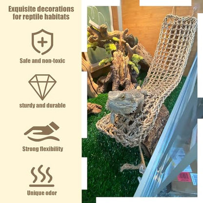 2 Pieces Bearded Dragon Hammock Large Reptile Hammock, Lizard Hammock, Bearded Dragon Climbing Habitat Tank Accessories, Reptile Bridge for Chameleon Hermit Gecko Snakes - style: 1 Rectangle + 1 Square