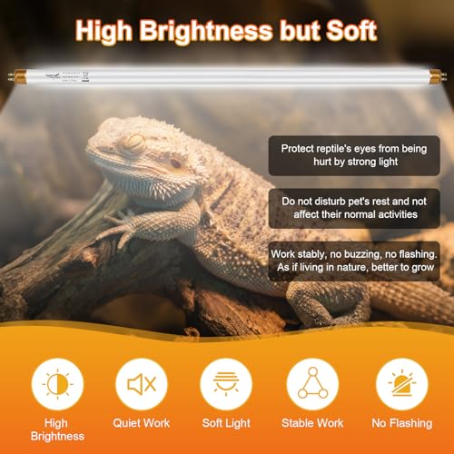 UVB Light for Reptiles Bearded Dragon, 2 Pack T5 UVB Reptile Light UVB Bulb 10.0 39W UVA UVB Reptile Light Bulb Terrarium Light Lamp Tube for Turtle Chameleon Leopard Gecko Snake Tank, 34 Inch - size: T5-34 Inch(2 Pack)