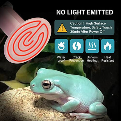 Simple Deluxe 150W Mini Ceramic Heat Emitter Reptile Heat Lamp Bulb No Light Emitting Brooder Coop Heater for Amphibian Pet & Incubating Chicken, 2 Pack, Pink - color: Pink, style: 150W
