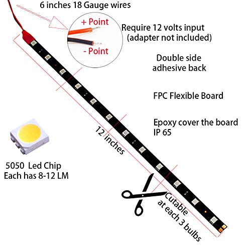 DC 12V Waterproof 1Ft 12 LED Strip Underbody Light with 6 inches Wires for Motor (Purple,Pack of 6) - color: Purple