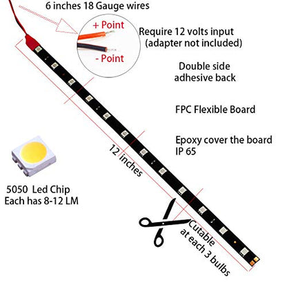DC 12V Waterproof 1Ft 12 LED Strip Underbody Light with 6 inches Wires for Motor (Purple,Pack of 6) - color: Purple
