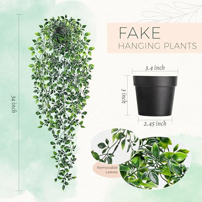 Der Rose 34'' Fake Hanging Plants Artificial Potted Mandala Vine Plants Indoor and Outdoor for Office Home Living Room Bathroom Wall Shelf Decor (1Pack) - size: 34"-Fake Mandala