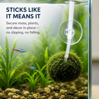 30 Pcs Aquarium Suction Cups with 30 Pcs Adjustable Zip Ties Set – Clear Small Suction Cups for Fish Tank Decor, Moss, Shrimp Nest, Reptile Hammock & Cable Management