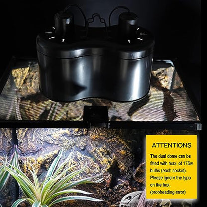 Dual Dome and Intense Basking Spot, Reptile Light Fixture and Heat Lamp Bulb, Ideal for Reptiles Bearded Dragon