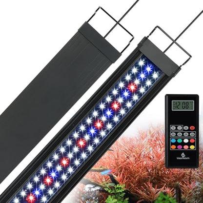 WaterRebirth Wireless Remote Full Spectrum Aquarium LED Light Strip - Ultra-Thin Design with Timer & RGB Modes for Fish Tank Plants (20-26INCH) - size: 20-26 inches