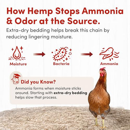 RentACoop Extra-Soft Premium Hemp Bedding 300L – Super Absorbent, Low Dust, Natural Odor Control for Chicken Coops, Nest Boxes, Small Animals, Reptiles & Horses