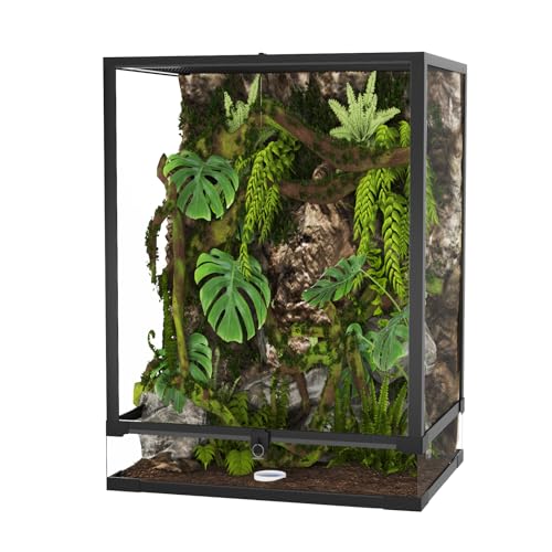67 Gallon Glass Reptile Tank 24"x18"x36", Tall Reptile Terrarium with Top Screen Ventilation & Double Hinge Door & Water-Tight Base for Bearded Dragon, Chameleon, Tree Frogs