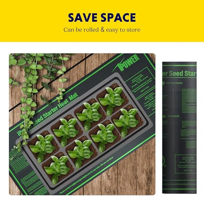 iPower Durable Seedling Heat Mat Warm 10" x 20" Hydroponic Heating Pad Waterproof for Seed Starting Greenhouse and Germination - size: 10" x 20", style: 1 Pack