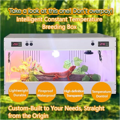 60 * 40CM Smart Dual Thermostat Reptile Terrarium, Acrylic Sliding Door Reptile Enclosure with Ceramic Lamp Socket for Heating Light Control, Ideal Breeding Habitat with Safe Heating System - size: 60*40*40CM / 23.6*15.7*15.7 IN