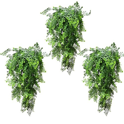 Garland Hanging Vines 3 PC Artificial Leaves Fake Greenery Faux Plants Realistic Home Office Decoration Indoor Outdoor (Ginkgo) - color: Ginkgo