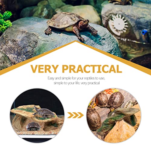 POPETPOP Turtle Basking Platform - Reptile Resting Habitat Ornament Resin Tortoise Climbing Platform Turtle Habitat Basking Rocks for Turtles Bearded Dragons Lizard