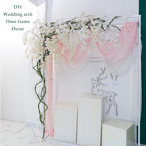 118 inch Medium Malleable Artificial Green Tree Branches Grapevine Garland Fake Cherry Blossom Tree Trunk Twigs for Wall Hanging Willow Ivy Home Room Wedding Decoraton - size: Medium