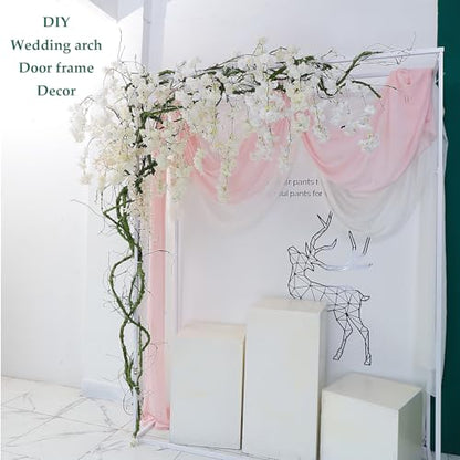 118 inch Medium Malleable Artificial Green Tree Branches Grapevine Garland Fake Cherry Blossom Tree Trunk Twigs for Wall Hanging Willow Ivy Home Room Wedding Decoraton - size: Medium