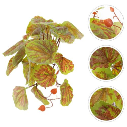 Beavorty Artificial Hanging Reptile Plant for Terrarium Habitat Decor with Suction Cup, 23 Green Begonia Leaves, Lifelike Fake Plants for Reptile Tanks and Amphibian Enclosures