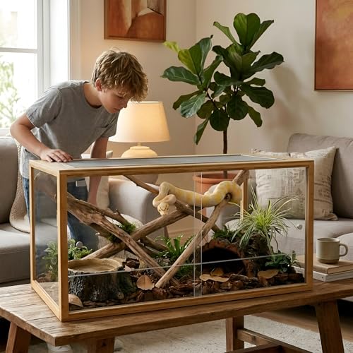 120 Gallon Bearded Dragon Tank,48"x24"x24"Bamboo Reptile Enclosure Also for Snake,Bearded Dragon,Turtle with Sliding Door Top Screen Ventilation,Stackable Large Reptile Terrariums - size: 48"x24"x24"