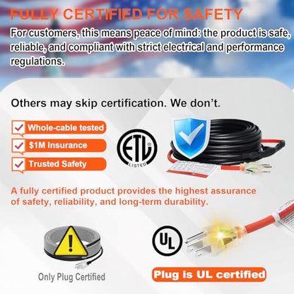 Automatic Heat Tape for Water Pipe Freeze Protection,Self-Regulating Pipe Heat Cable for Metal and Plastic Water Pipes, Built-in Thermostat, Energy-Saving Water Pipe Heat Cable, 100Ft, 120V - style: 100-feet