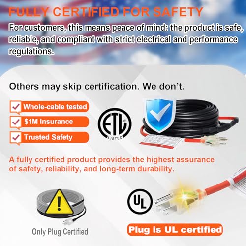 Efficient Water Pipe Heat Tape for Water Pipe Freeze Protection, Self-Regulating Heating Cable for Metal and Plastic Pipes, Energy-Saving Water Pipe Heating Cable, 6Ft, 120V - style: 6-feet