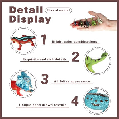 EOIVSH Desert Animal Figurines, 17pcs Model Trees Cactus Kit with Lizard Figures for Kids Toddlers, Reptile Toy Playset for Diorama Project Cake Topper Decorations